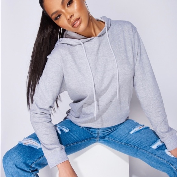 GREY OVERSIZED SWEAT HOODIE - Picture 2 of 8